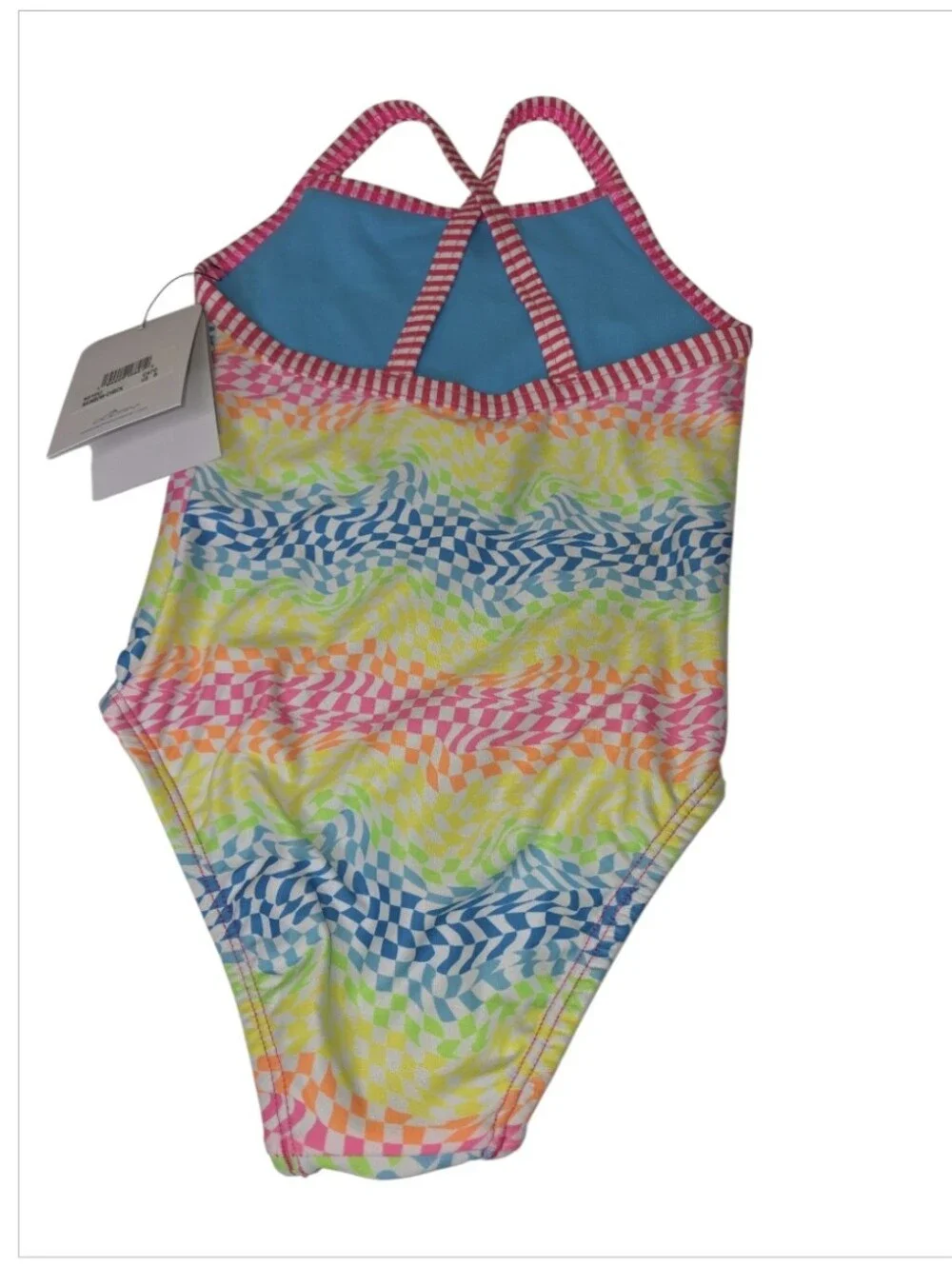 Dolphin Uglies Girls Rainbow Check One Piece Swimsuit Size 8 NWT